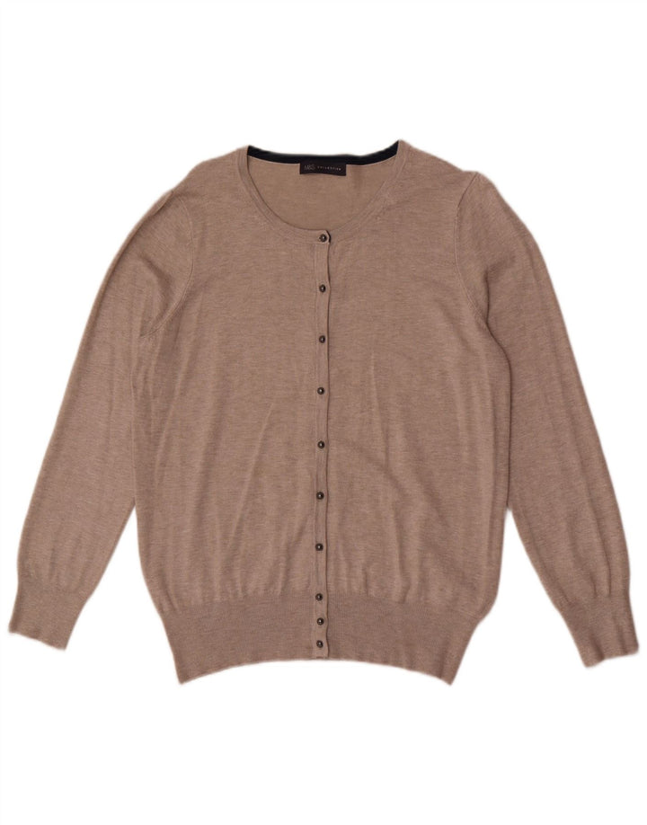 Женский кардиган Marks & Spencer UK 16, большой, бежевый, вискоза