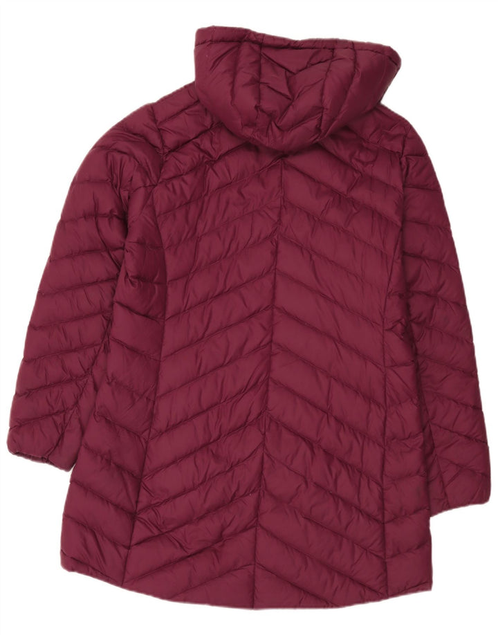 Женское стеганое пальто с капюшоном Marks & Spencer UK 12, средний бордовый полиамид