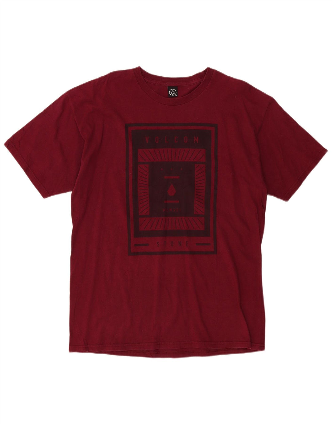 Мужская футболка с рисунком Volcom, большая, бордовая