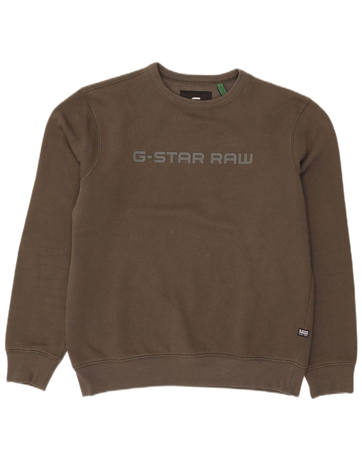 Мужской свитшот с рисунком G-Star, хлопковый джемпер среднего цвета хаки