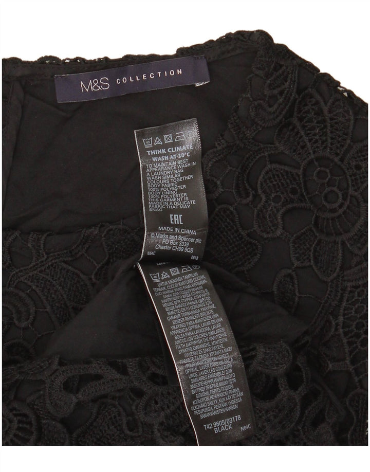 Женское кружевное платье-футляр Marks & Spencer UK 8 маленькое черное из полиэстера с цветочным принтом