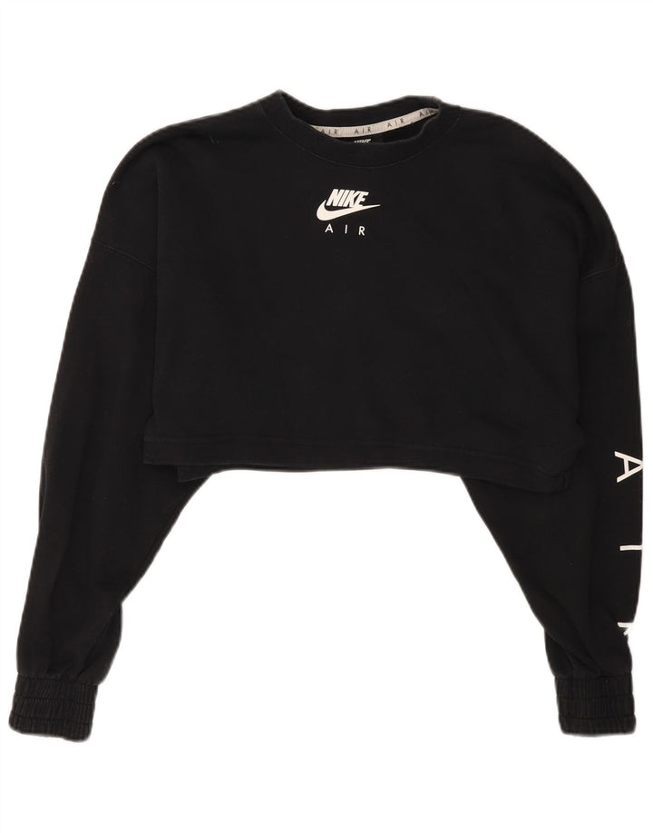Женский укороченный свитшот с рисунком оверсайз Nike UK 10, маленький черный