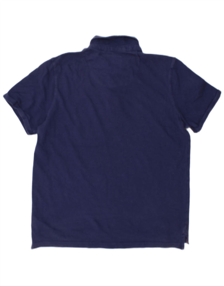 Crew Clothing Мужская рубашка-поло среднего размера, темно-синяя, хлопковая