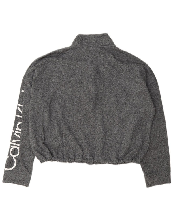 Женский укороченный свитшот с рисунком Calvin Klein UK 20 2XL, серый в крапинку