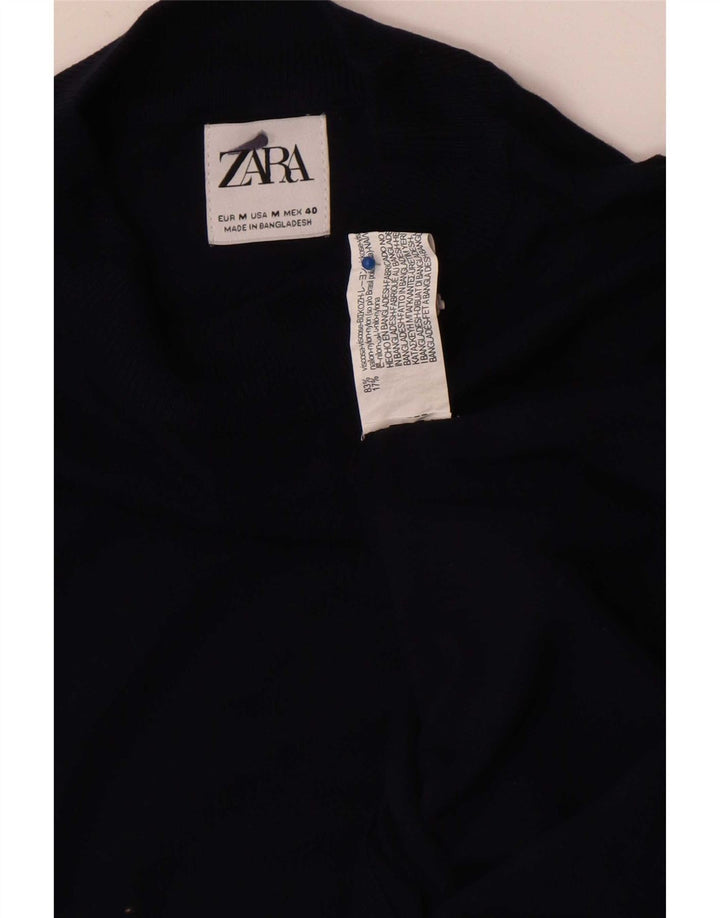 Мужской джемпер с круглым вырезом Zara, средний темно-синий из вискозы