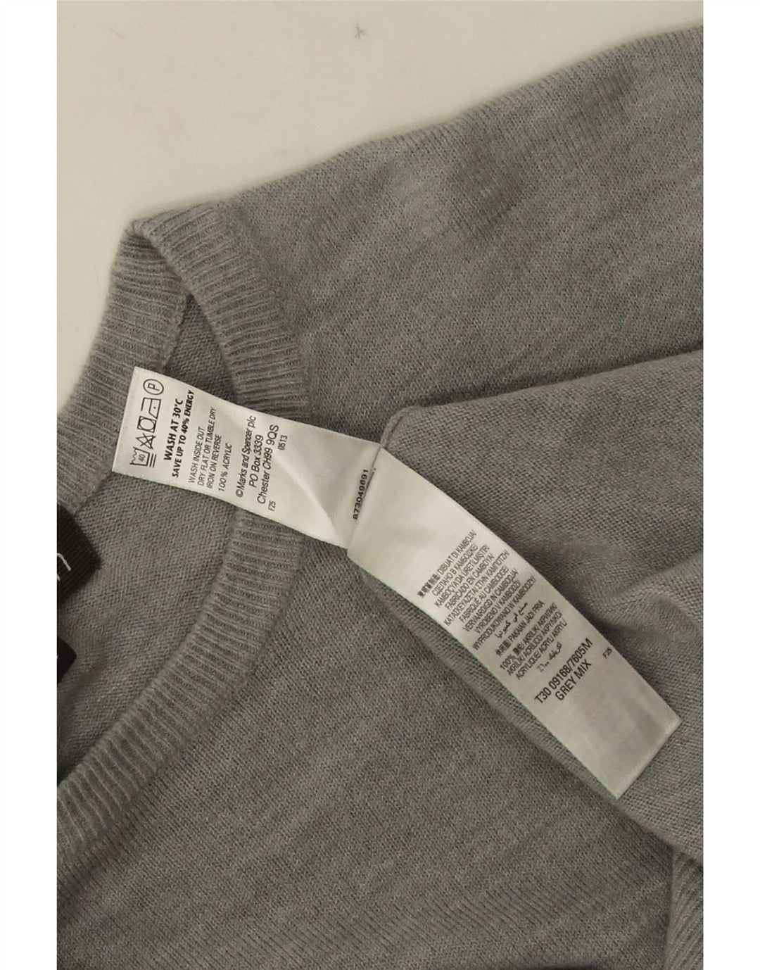 Мужской джемпер с круглым вырезом Marks & Spencer, большой серый акрил