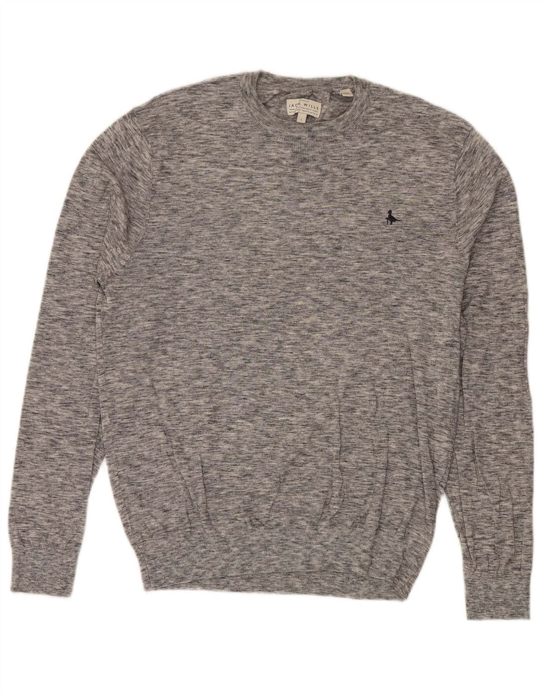 Мужской джемпер с круглым вырезом Jack Wills, большой серый хлопковый крапчатый свитер