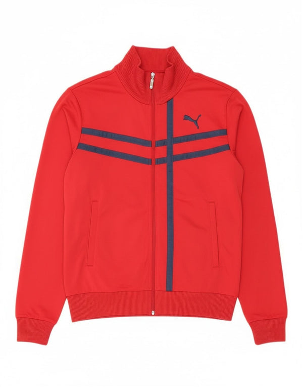 Мужской спортивный костюм Puma, верхняя куртка из полиэстера среднего красного цвета в полоску