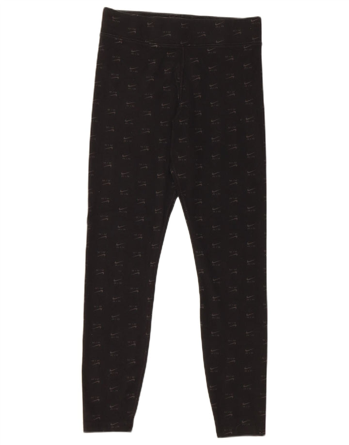 Женские леггинсы с рисунком Nike UK 12, хлопковые, средние, черные