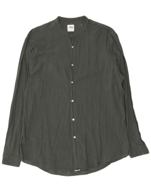 Мужская рубашка Zara XL цвета хаки, хлопок
