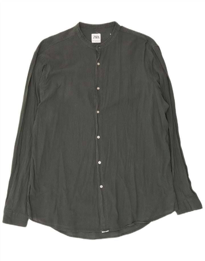 Мужская рубашка Zara XL цвета хаки, хлопок