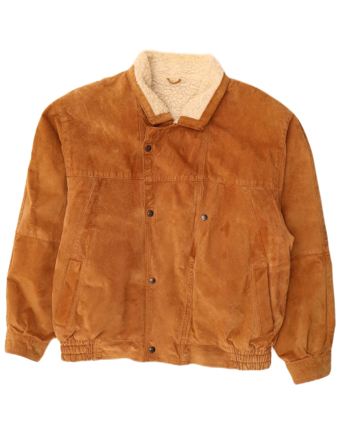 Винтажная мужская замшевая куртка из шерпа UK 40, большая коричневая кожаная куртка