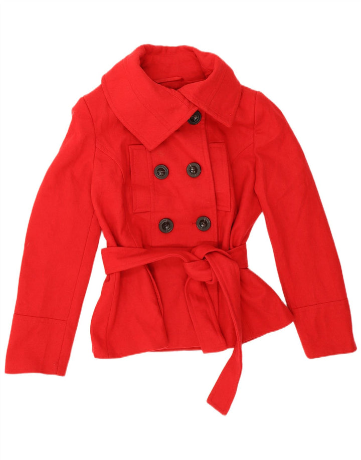 Женское короткое полупальто Zara UK 16, большая красная шерсть