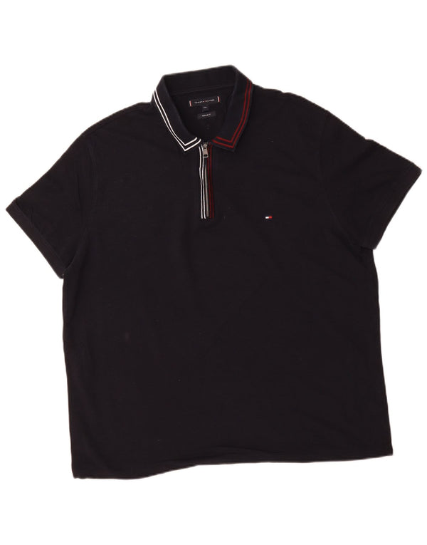 Мужская рубашка-поло обычного кроя Tommy Hilfiger 2XL, хлопковая темно-синяя полоска