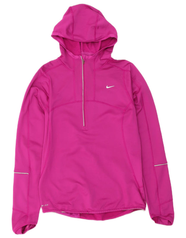 Женский спортивный костюм с капюшоном и воротником на молнии Nike Dri Fit UK 10, маленький розовый