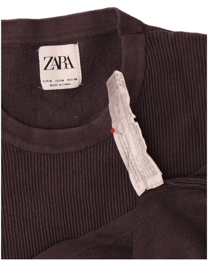 Мужская футболка Zara Top из хлопка среднего серого цвета