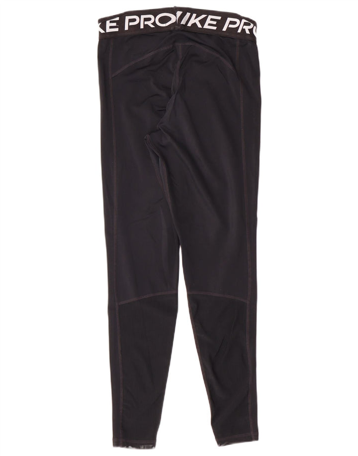 Женские леггинсы с рисунком Nike Dri Fit UK 12, средний черный, полиэстер, спортивные