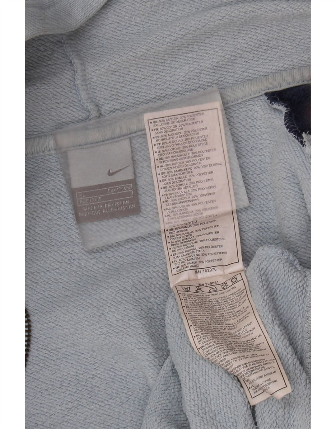 Свитер с капюшоном и молнией с графическим рисунком Nike для мальчиков 13–14 лет, синий цвет, XL, хлопок