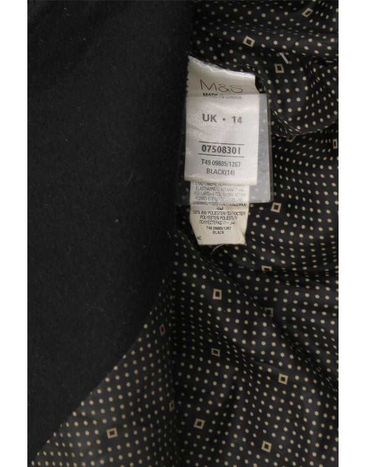 Женское двубортное пальто Marks & Spencer UK 14, средний черный полиэстер