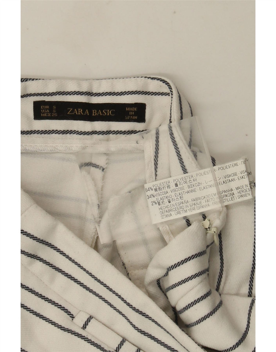 Zara Женские шорты чинос с высокой талией, маленькие W26, полиэстер в белую полоску