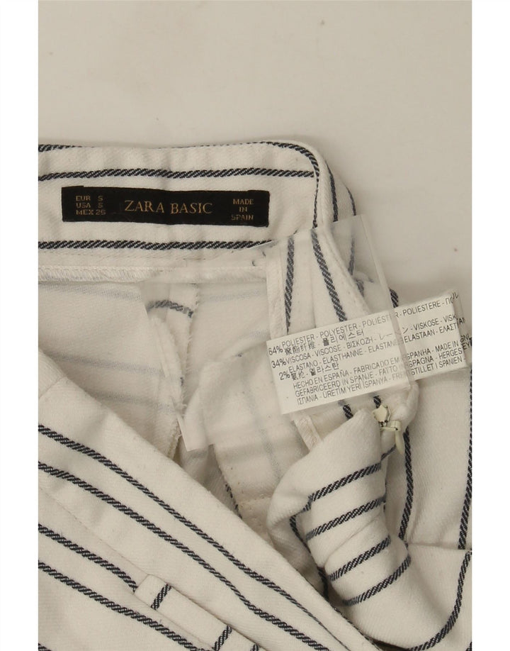 Zara Женские шорты чинос с высокой талией, маленькие W26, полиэстер в белую полоску