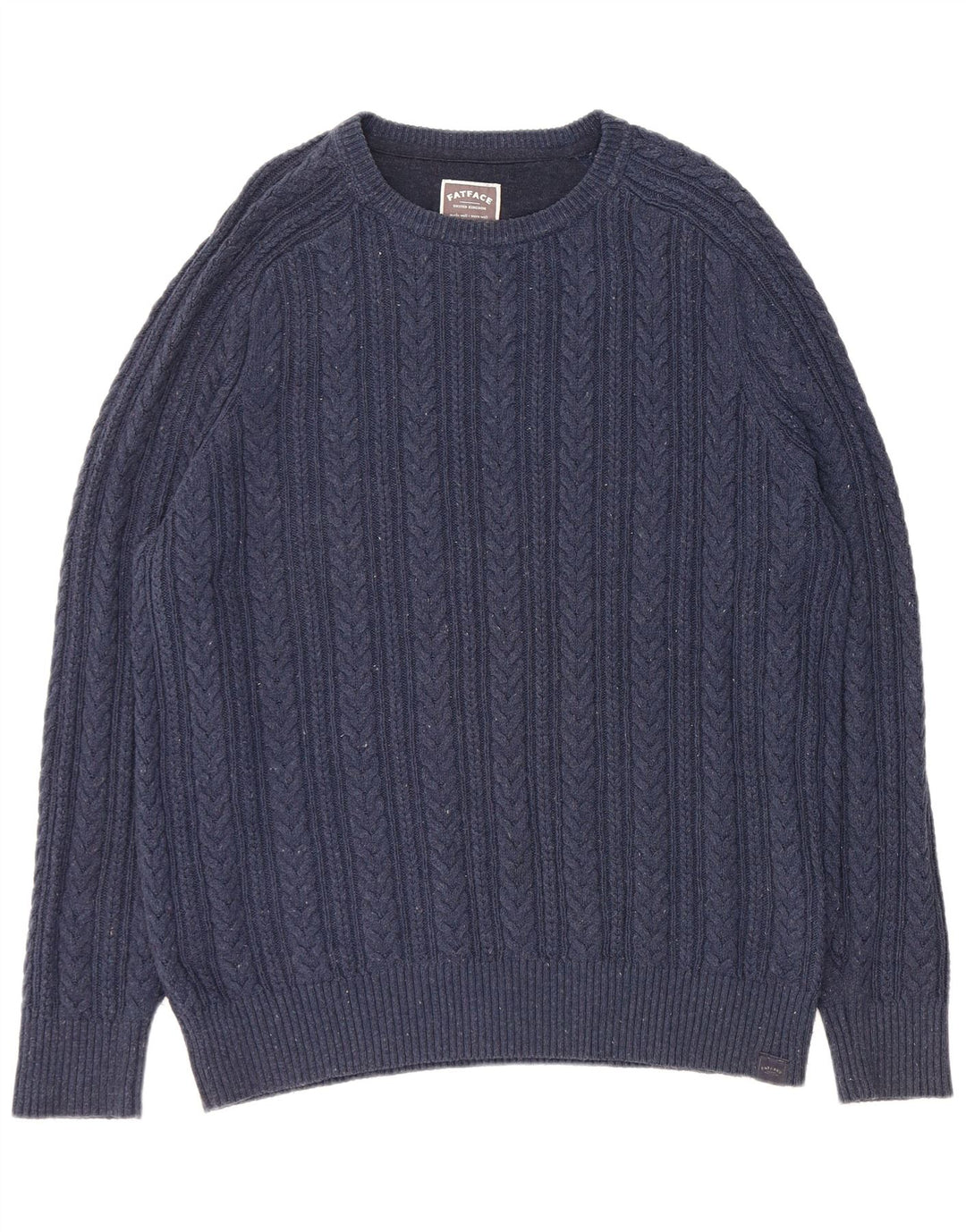 Мужской джемпер с вырезом «лодочкой» FAT FACE, размер XL, темно-синий, хлопковый с крапинками