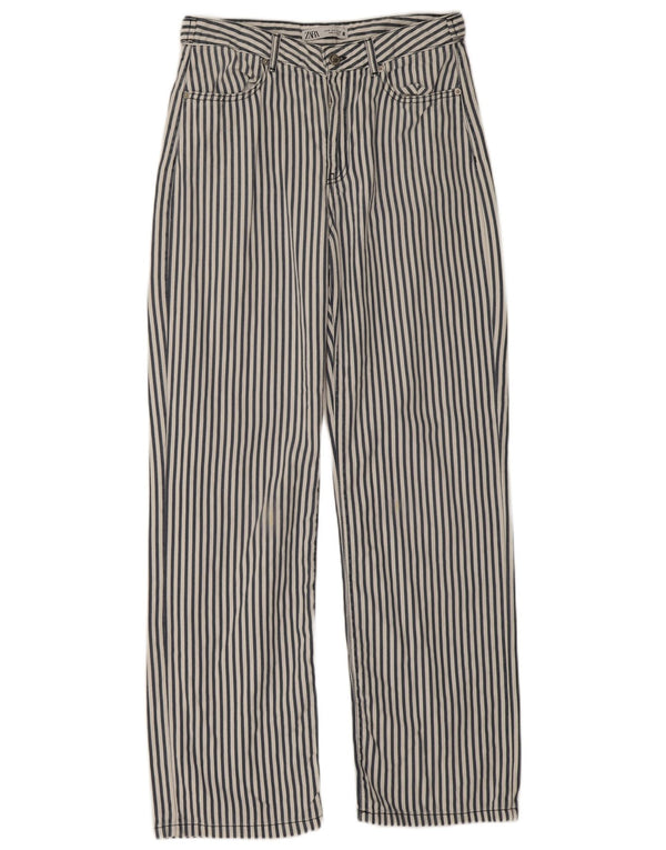 Женские прямые повседневные брюки Zara EU 38, маленькие W28 L31, синие полоски