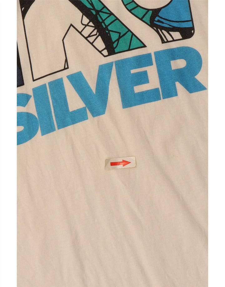 Мужская футболка Quiksilver с рисунком, хлопковый топ среднего размера, белый цвет