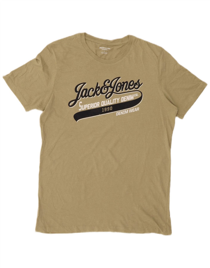 Мужская футболка с рисунком JACK & JONES, большой цвет хаки