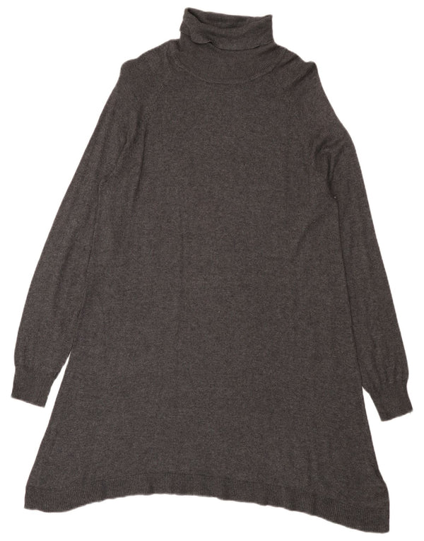 Marks & Spencer Womens Long Sleeve Jumper Dress UK 16 Large Grey Viscose