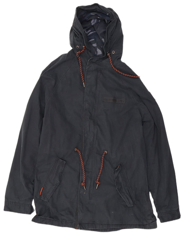 Мужская парка Superdry с капюшоном UK 46 3XL Темно-синий хлопок