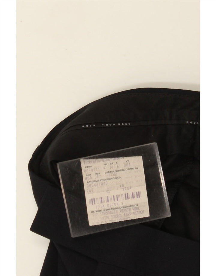 HUGO BOSS Женские прямые костюмные брюки W34 L31 Темно-синие из натуральной шерсти