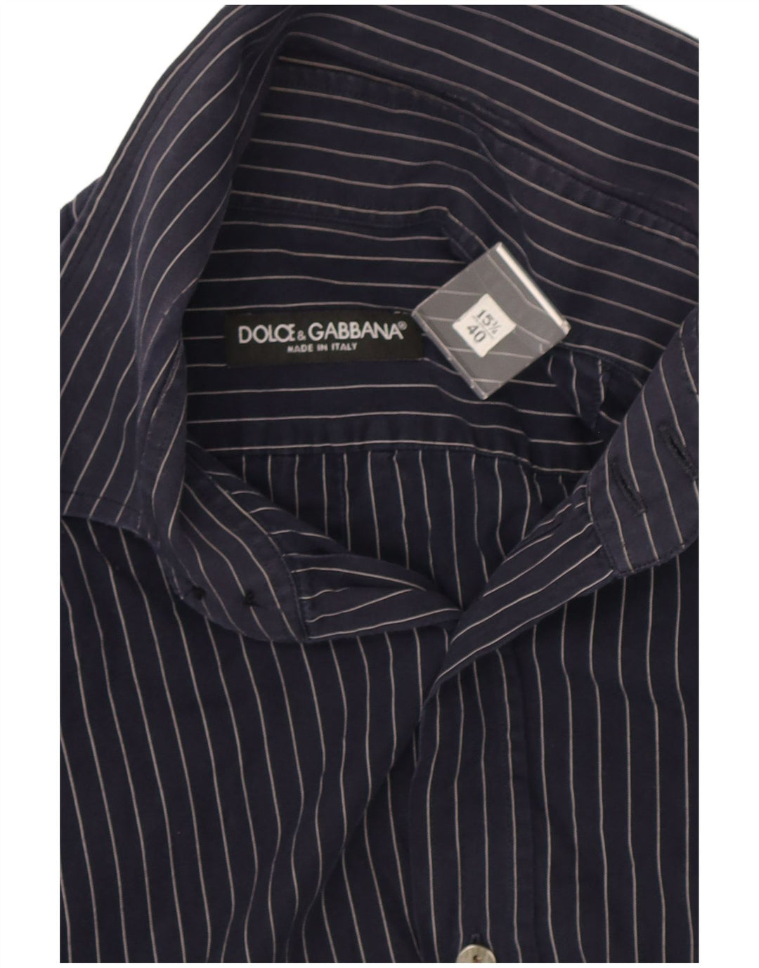 Мужская рубашка Dolce & Gabbana, размер 40 15 3/4, средняя, темно-синяя в тонкую полоску