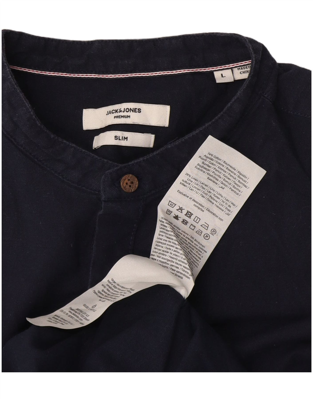 Мужская приталенная рубашка-пуловер Jack & Jones, большой размер, темно-синий, хлопок