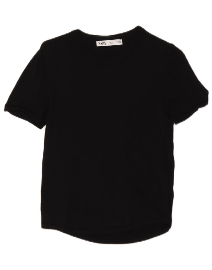 Женская футболка Zara Top UK 12 Medium, черная из вискозы