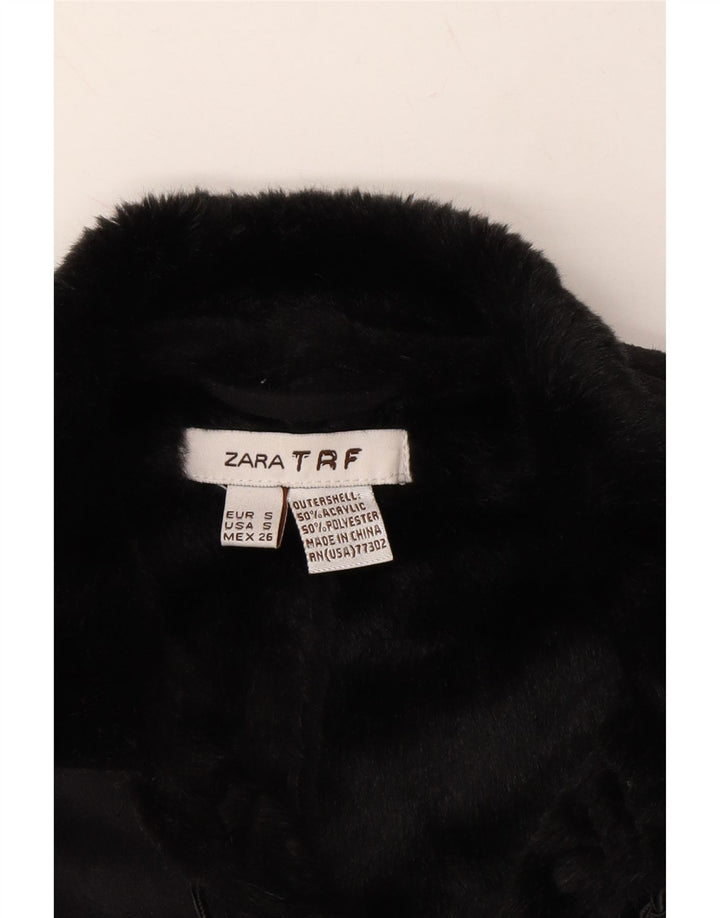 ZARA Womens Sherpa Bomber Jacket UK 10 Small Black Acrylic Vintage Zara and Second-Hand Zara from Messina Hembry 