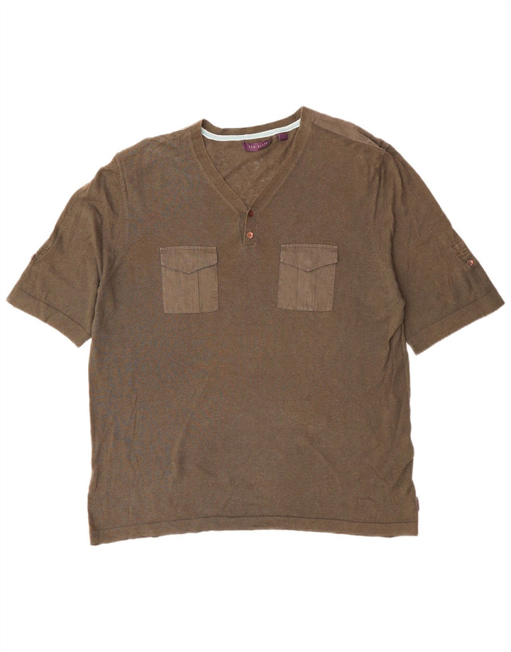Мужская футболка TED BAKER, размер 6, 2XL, хлопок цвета хаки