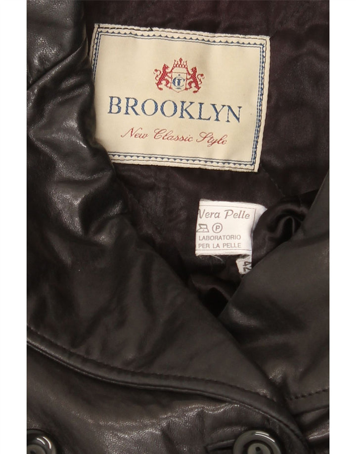 Женское двубортное кожаное пальто Brooklyn IT 42 Medium Black Leather