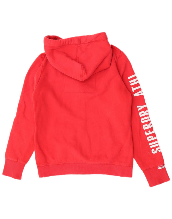 Женский свитер с капюшоном на молнии с графическим рисунком Superdry UK 16, большой красный хлопок