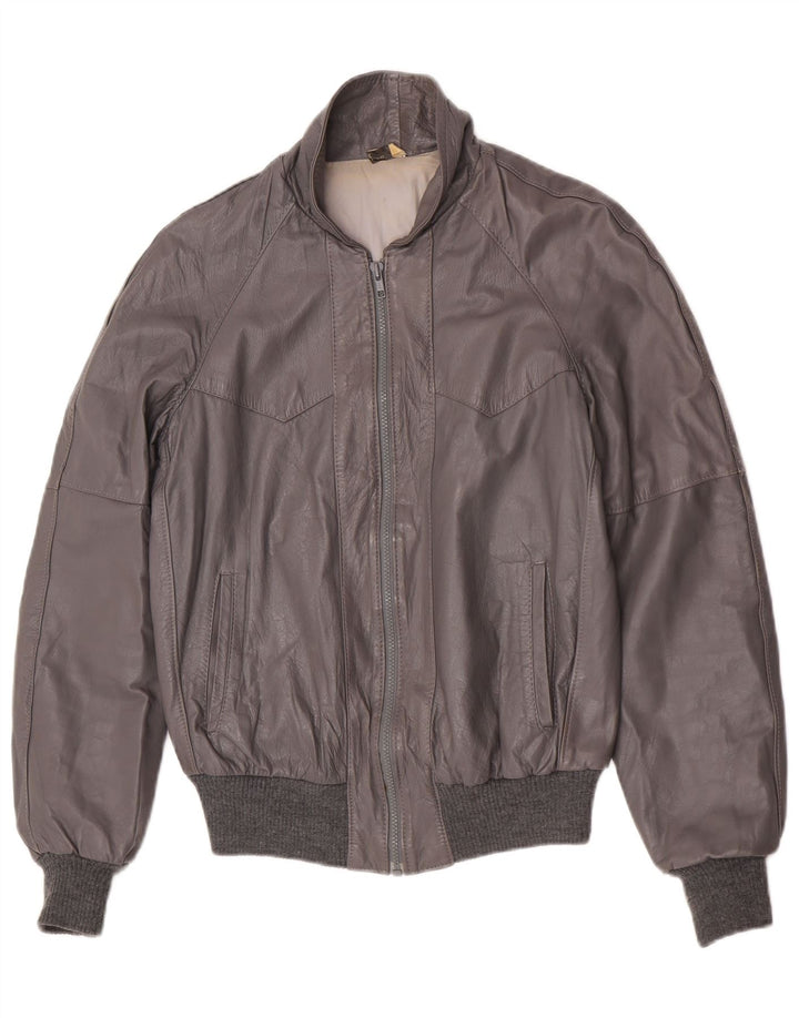 Винтажная мужская кожаная куртка IT 48 Medium Grey Leather