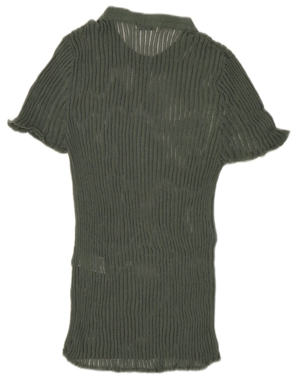 Женская вязаная блузка Zara Top UK 8, маленькая зеленая вискоза