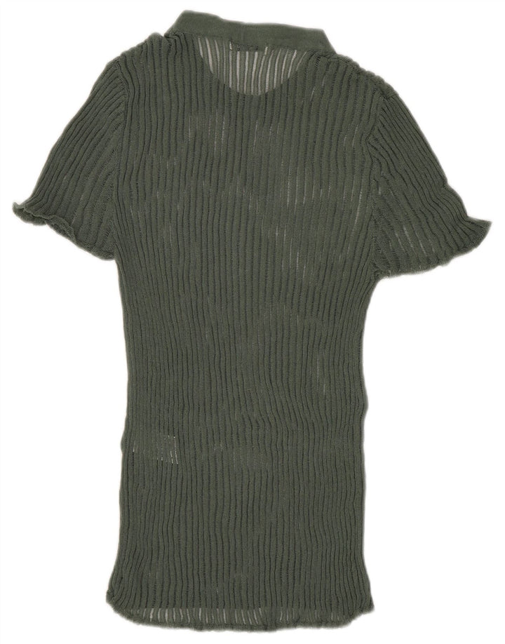 Женская вязаная блузка Zara Top UK 8, маленькая зеленая вискоза