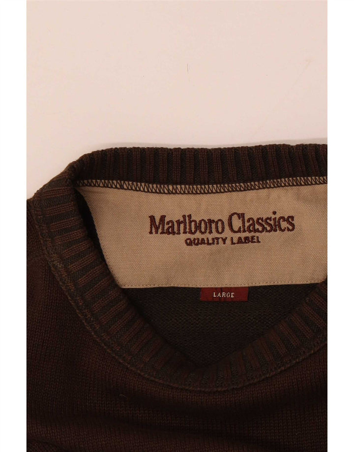 Мужской джемпер с круглым вырезом Marlboro Classics, большой коричневый