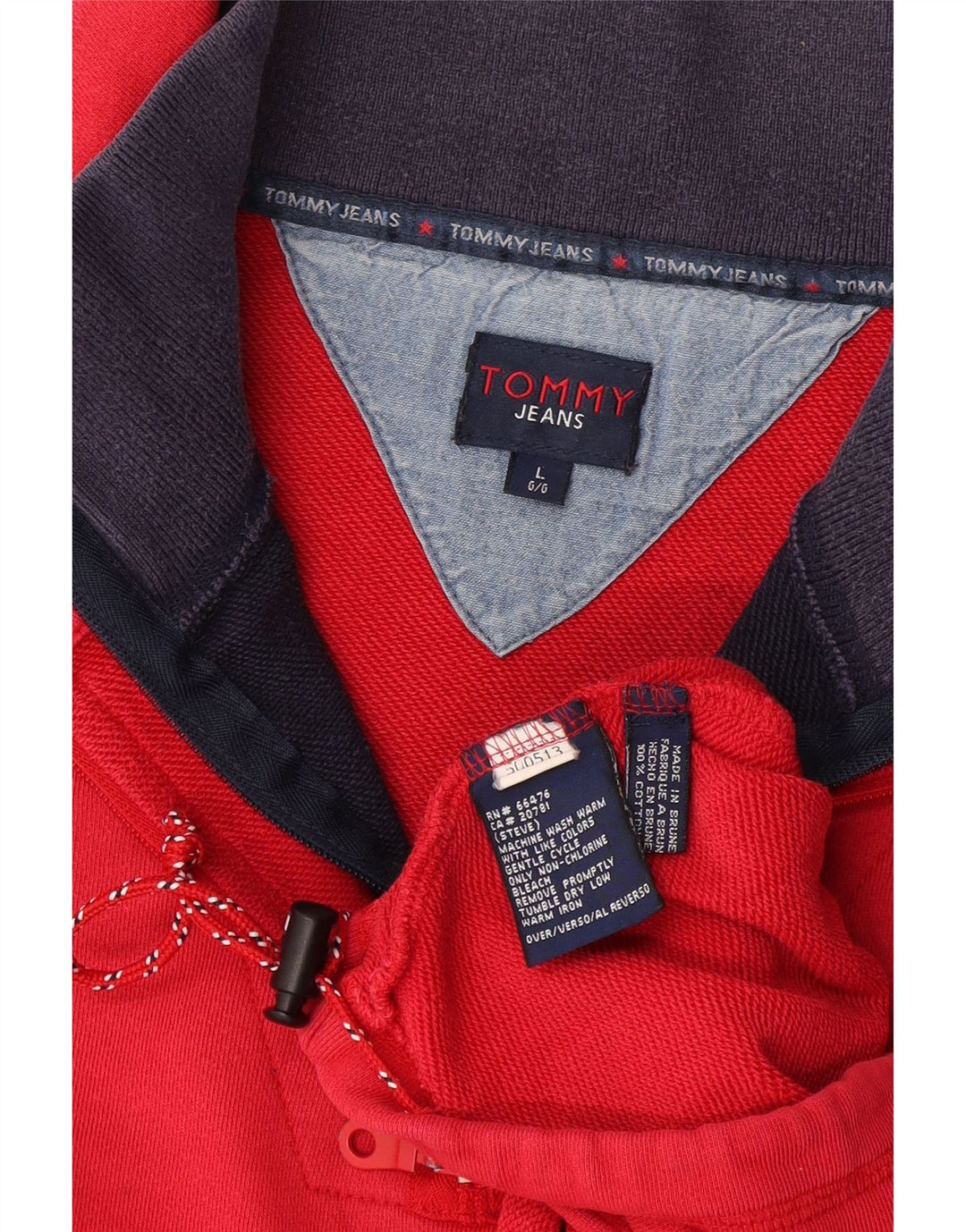 Мужской топ Tommy Hilfiger с воротником на молнии и длинными рукавами, большой красный хлопок