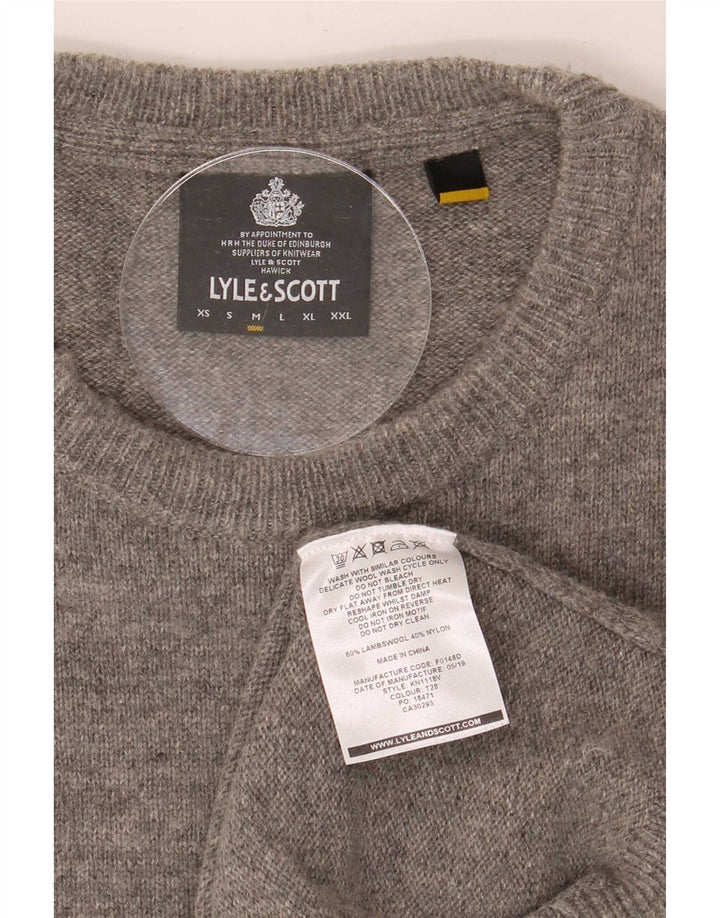 Мужской джемпер с круглым вырезом Lyle & Scott из овечьей шерсти среднего серого цвета с крапинками