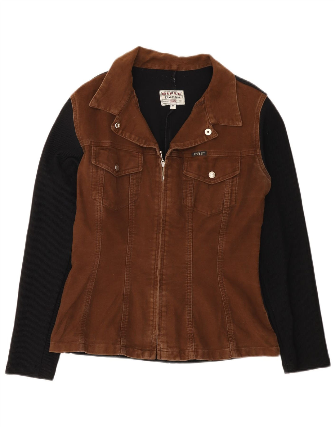 Женская куртка-бомбер Rifle UK 12, средний коричневый цвет, хлопок с цветными блоками