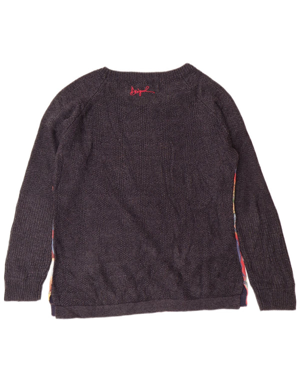 Женский джемпер с вырезом «лодочкой» DESIGUAL UK 18 XL, серый с цветочным принтом