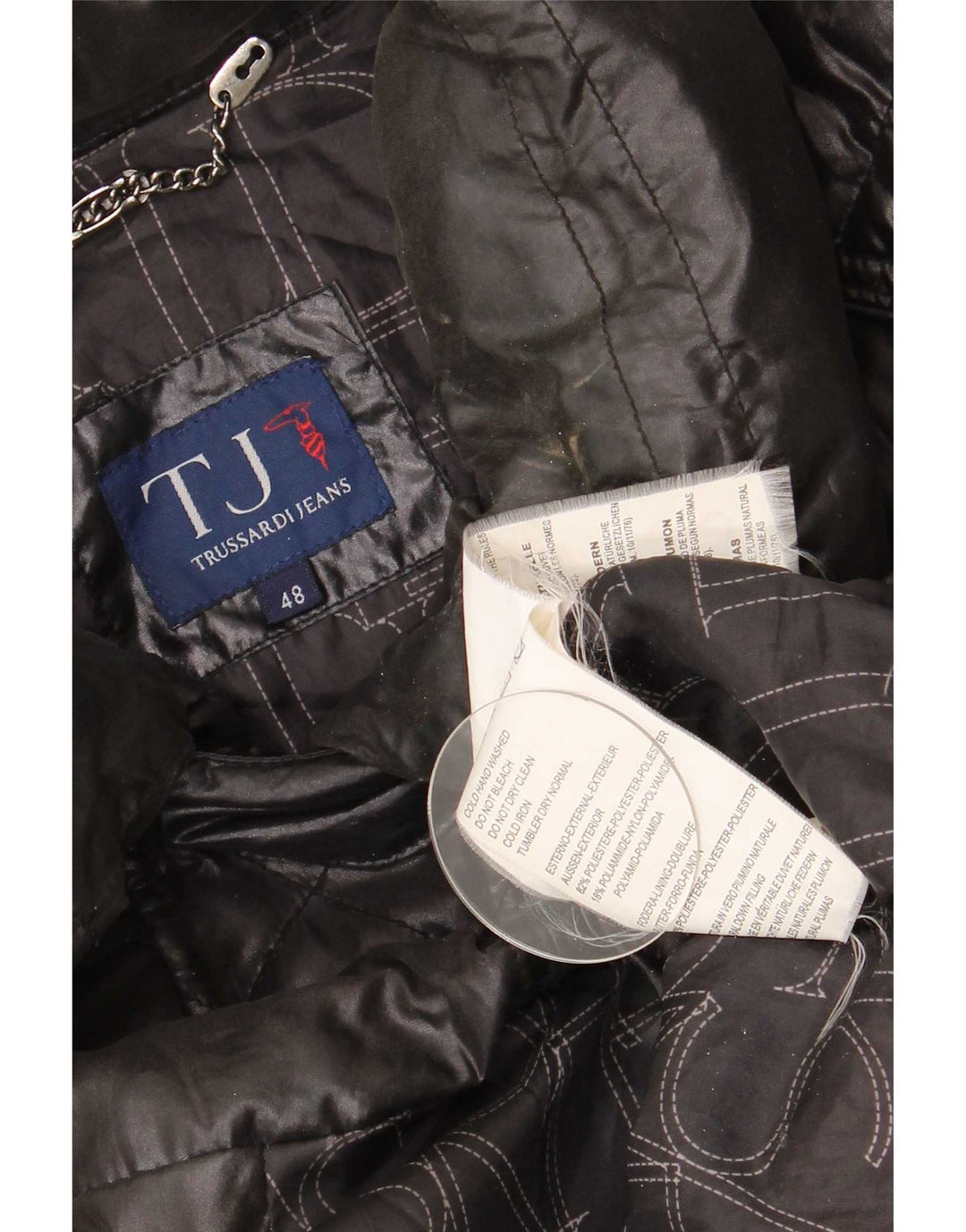 Trussardi Jeans Женское стеганое пальто IT 48 XL Черный Полиэстер