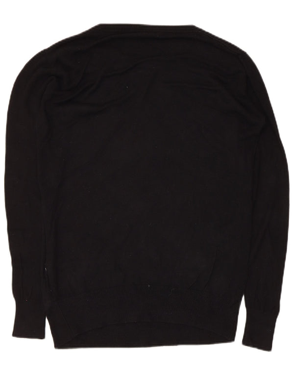 Guess Womens Graphic Oversized Crew Neck Jumper Sweater UK 6 XS Black