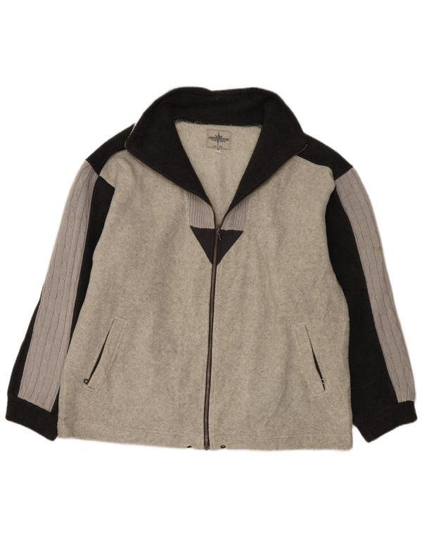 Мужская вязаная флисовая куртка Greenstone Park UK 44 2XL серая с цветными блоками